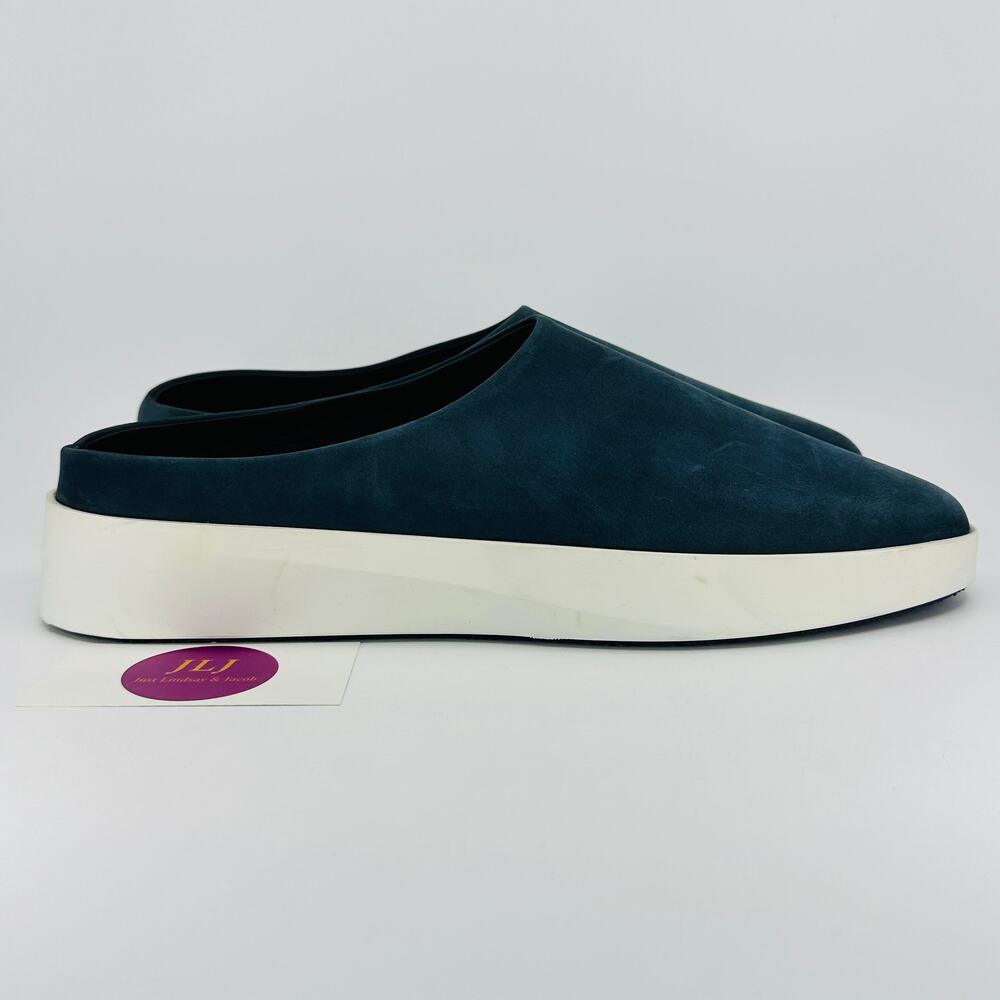 Wolf & Shepherd Men's Cruise Mule Navy Blue Leather Slip On Shoes Size 12/ 45 EU